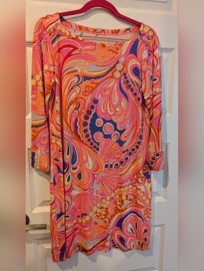 Lilly Pulitzer Pink Orange Blue Paisley Shift Dress